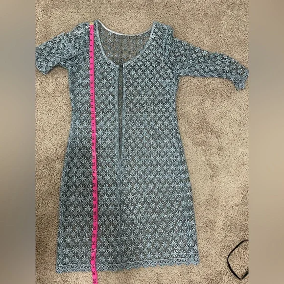 Cachet Light Metallic Blue Lace Sequin Size Small - Picture 11 of 11